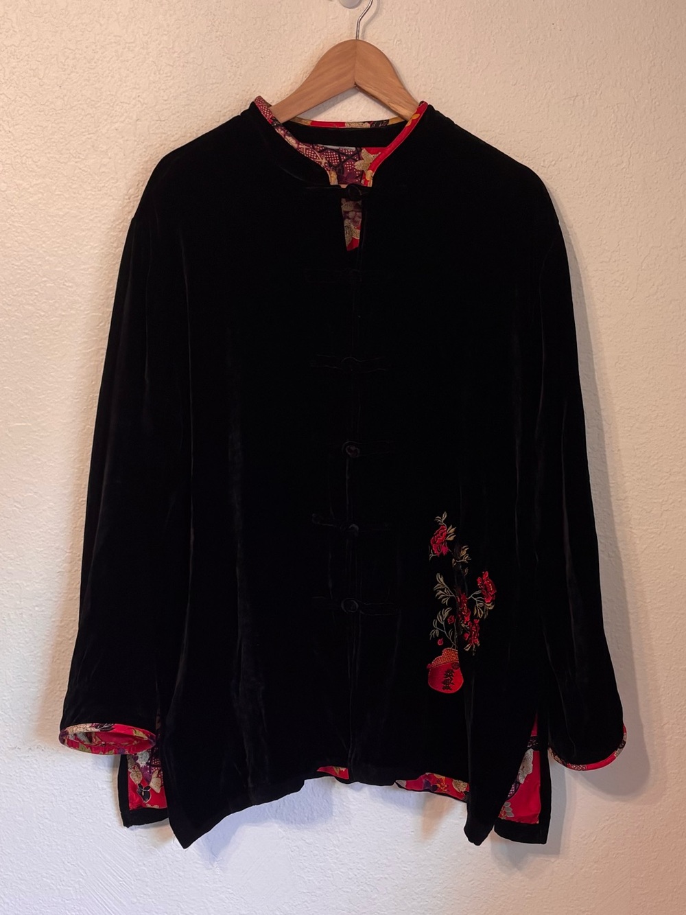 Vintage Chico's Velvet Mandarin Collar Silk Lined Jacket XL